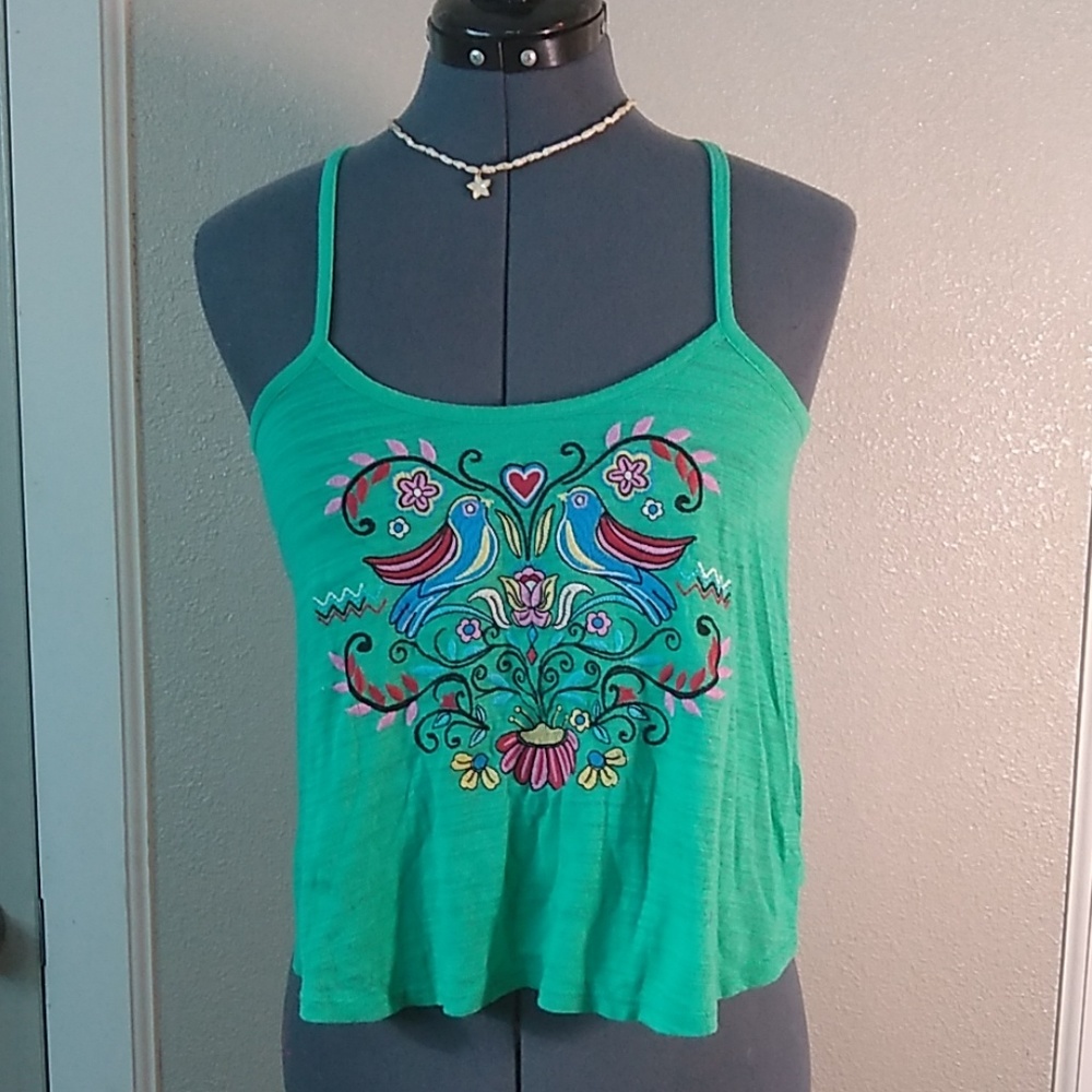 Wet Seal racer back tank green boho sz s